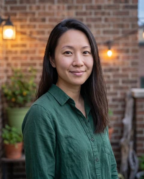 Relaxed AI portrait in a café or outdoor setting