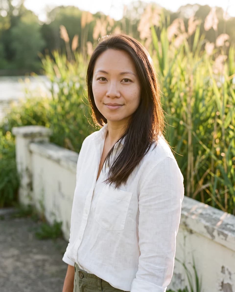 Outdoor AI portrait in warm evening light