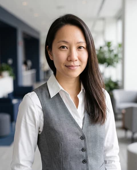 Professional AI portrait in a bright office or studio