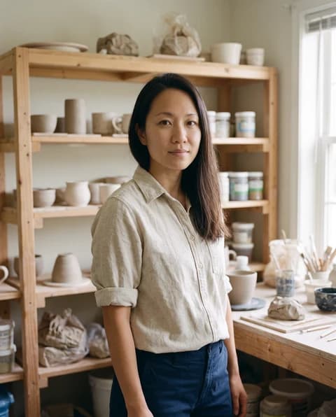 AI business portrait in a shop or creative workspace