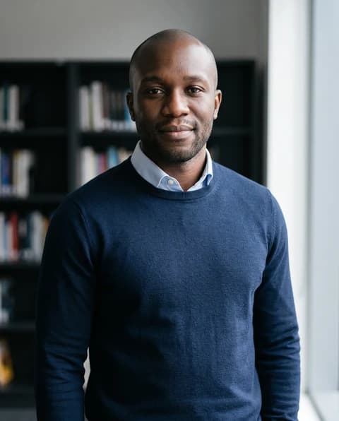Professional AI portrait in a bright office or studio