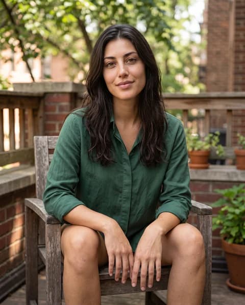 Relaxed AI portrait in a café or outdoor setting