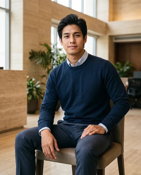 Professional AI portrait in a bright office or studio