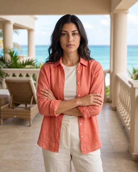 Coastal AI portrait with relaxed resort styling
