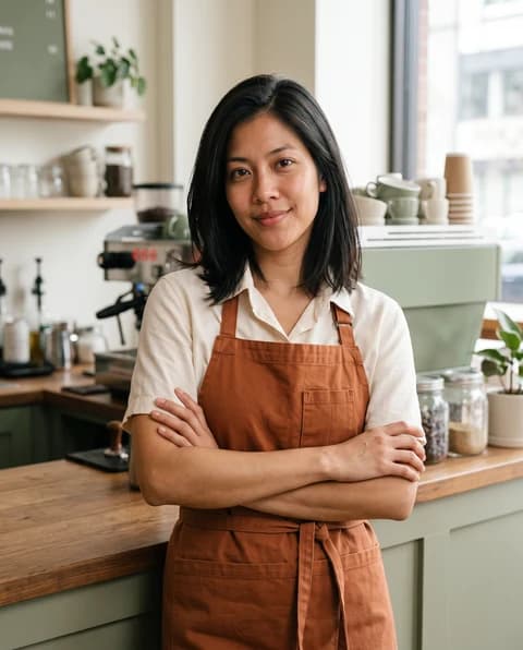 AI business portrait in a shop or creative workspace