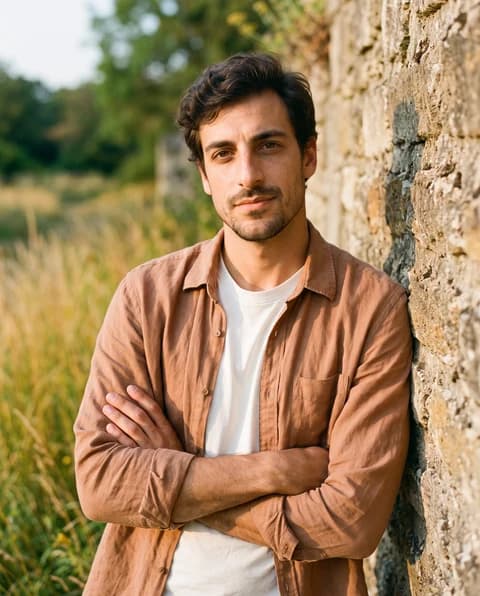 Outdoor AI portrait in warm evening light