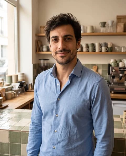 AI business portrait in a shop or creative workspace